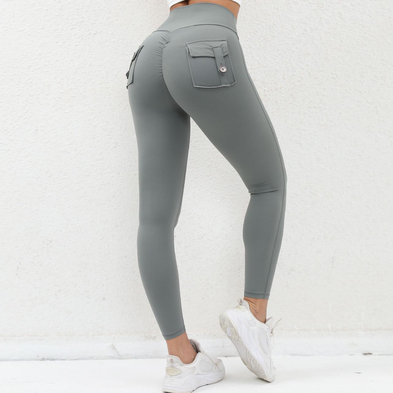 Леггинсы с карманами и эффектом пуш-ап M Серый (QB030000M) - фото 3 Леггинсы с карманами и эффектом пуш-ап M Серый (QB030000M) - фото 3