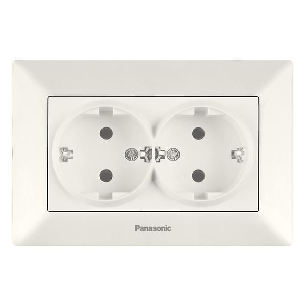 Розетка Panasonic Arkedia Slim подвійна із заземленням Кремовий (23830992) - фото 1 Розетка Panasonic Arkedia Slim подвійна із заземленням Кремовий (23830992) - фото 1