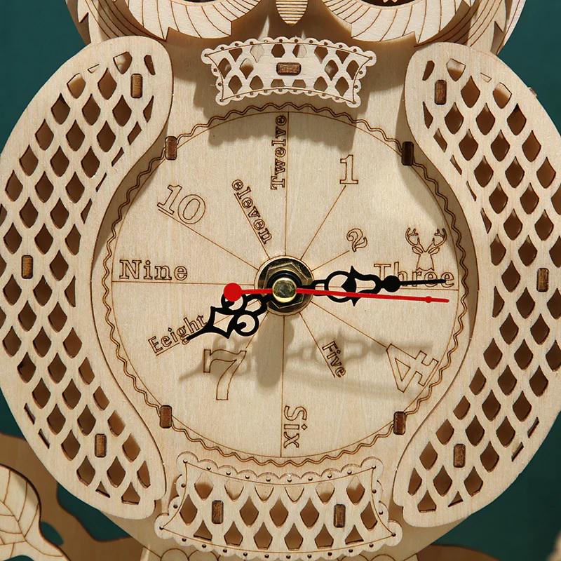 Конструктор дерев'яний Rokr Owl Clock Mechanical Robotime 3D Годинник Сова (LG802) - фото 2