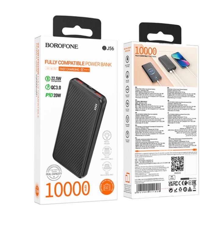 Повербанк Borofone BJ56 10000 mAh USB Type-C/Micro-USB/LED-индикатор 22,5 Вт Черный - фото 3