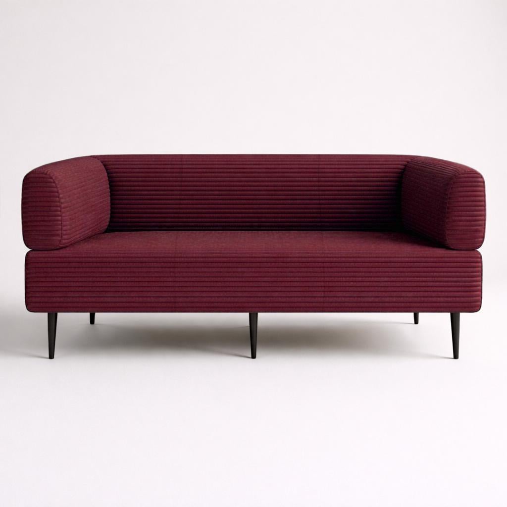 Диван офисный Tobi Sho Бенно-1 с подлокотниками 1800х720х750 мм велюр/вельвет Lotus 67/Bordo (fr561s6)