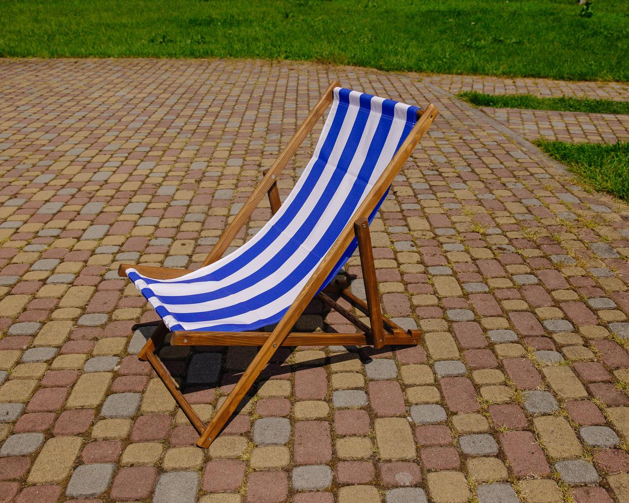 Шезлонг для дачи тканевый XRmaster Коричневый/Синий (КШ-003/2)