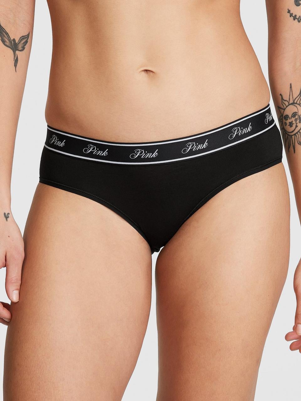 Трусики женские Victoria Secret Logo Cotton Hiphugger Logo Pink S Черный (2286971800)