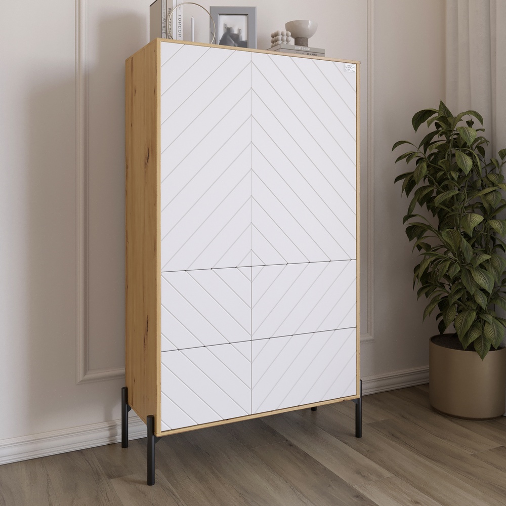 Комод-пенал Lion Амарант 84x40x150 см Дуб Артизан/Белый (LION-042142)