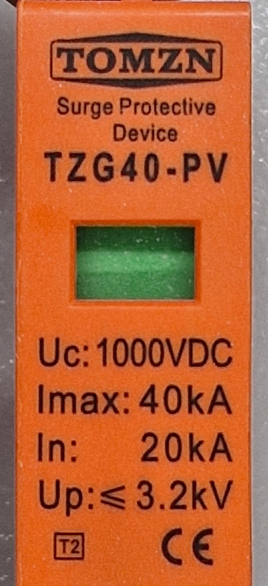 Вставка-вкладиш ПЗІП 1000V DC TOMZN TZG40-PV 20-40KA блискавкозахист розрядник ПЗІП для сонячних панелей PV SPD постійного струму УЗІП - фото 2 Вставка-вкладиш ПЗІП 1000V DC TOMZN TZG40-PV 20-40KA блискавкозахист розрядник ПЗІП для сонячних панелей PV SPD постійного струму УЗІП - фото 2