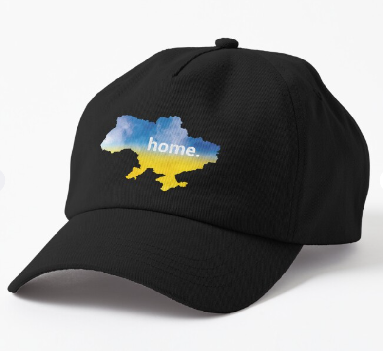 Кепка унисекс Malfini с патриотическим принтом Ukraine и надписью "home" Україна Черный (УКР386К-1)