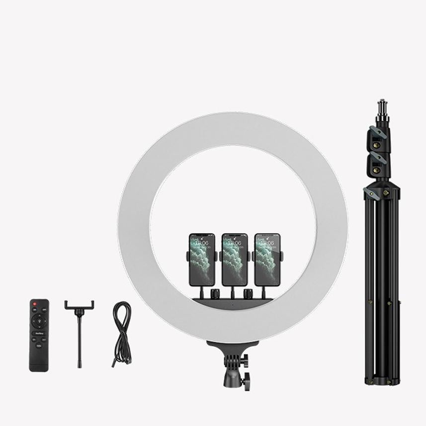 Кольцевая лампа 45 см со штативом 2 м на 3 держателя телефона и сумка + Пульт + Микрофон