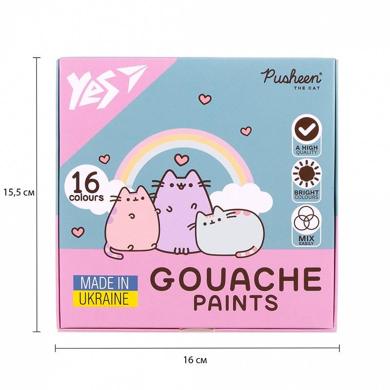 Гуашевые краски YES Pusheen 16 цветов/20 мл (29679163) - фото 2 Гуашевые краски YES Pusheen 16 цветов/20 мл (29679163) - фото 2