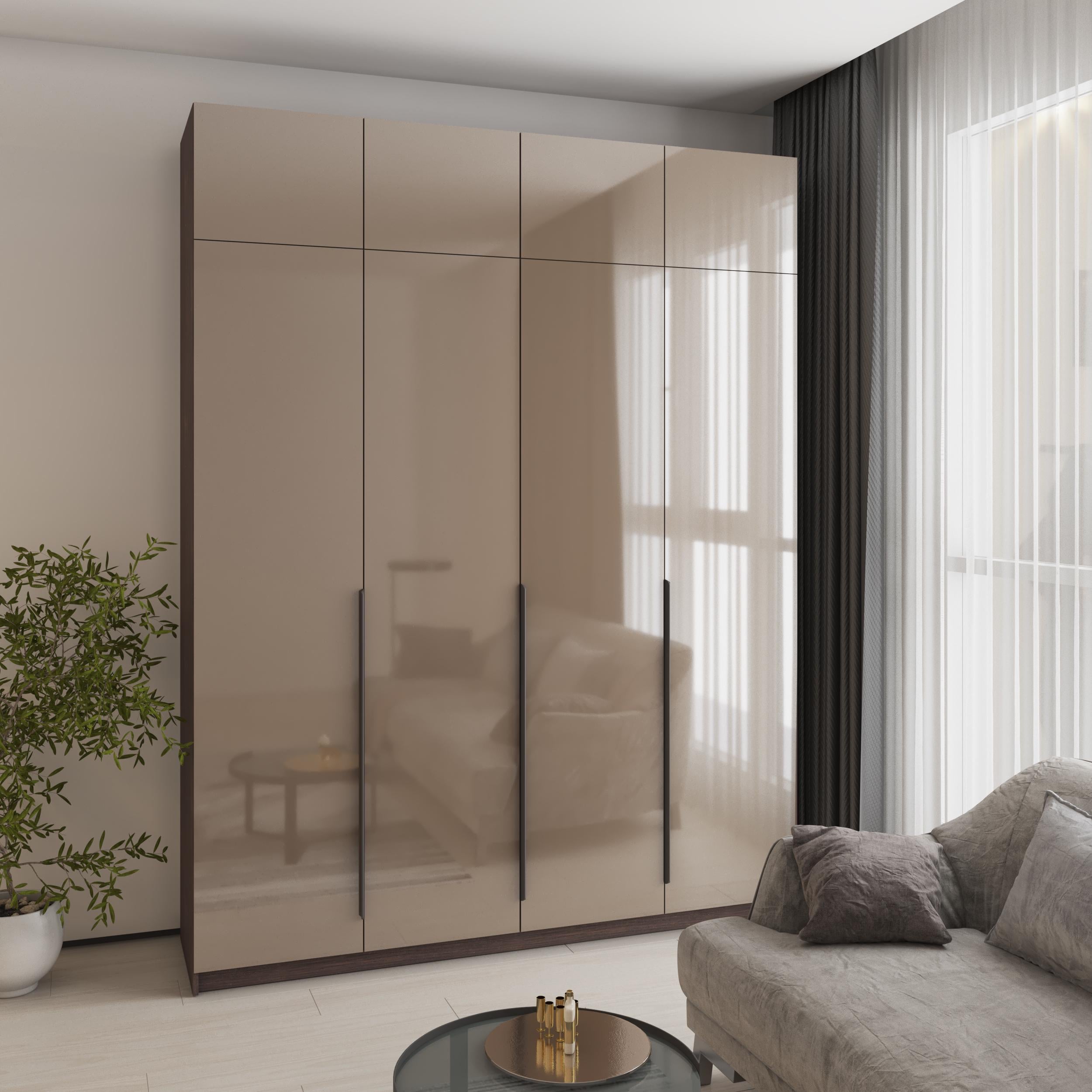 Шкаф 4-дверный с антресолью MebelStar Оскар Gloss BL-B стандарт 200x52x260 см Дуб ристрето/Латте (MBS-5545)