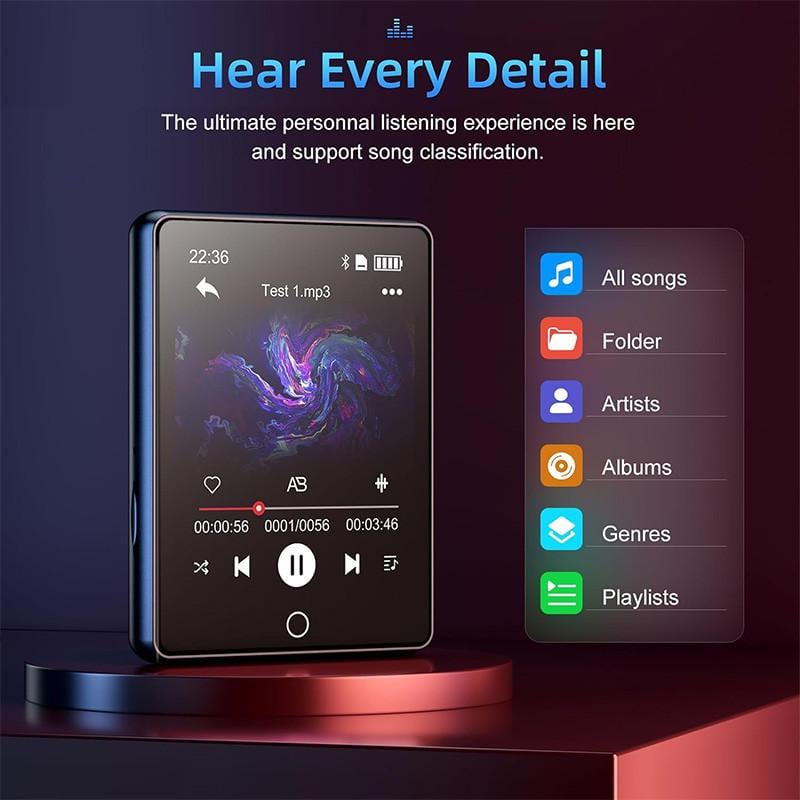 MP3-плеер A6 Bluetooth Hi-Fi 32Gb с полным сенсорным экраном/FM-радио и диктофоном - фото 4