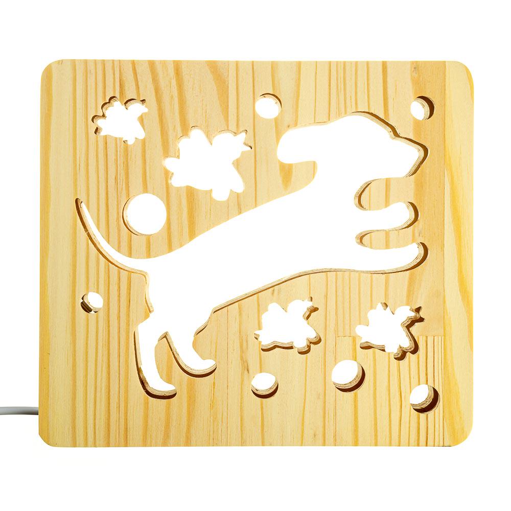 Светильник-ночник ArtEco Light LED Собака и птички из дерева (1020377)