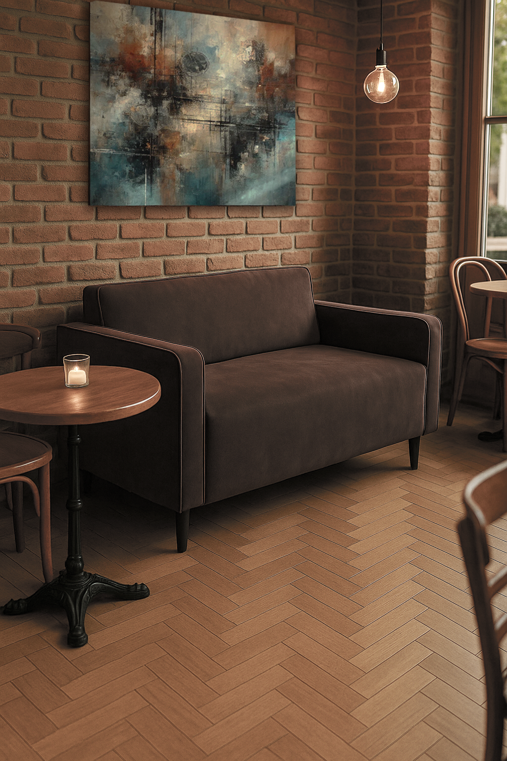 Диван офісний Tobi Sho Тайм з підлокітниками велюр Крокус 1460х680х770 мм Коричневий (Коричневий/23) - фото 4