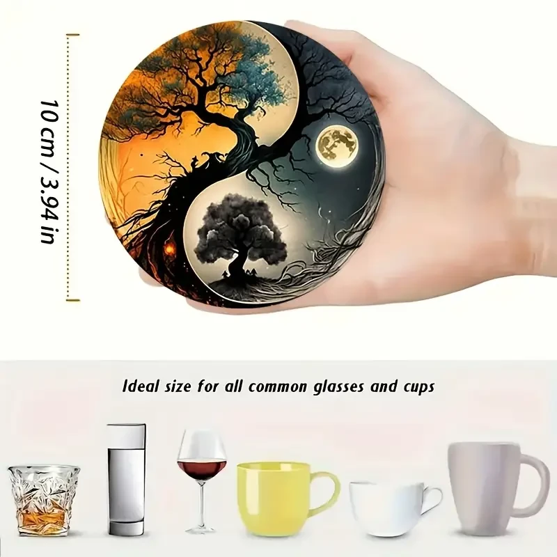 Набор деревянных подставок под чашки Дерево жизни Инь-янь 6 шт. - фото 2 Набор деревянных подставок под чашки Дерево жизни Инь-янь 6 шт. - фото 2