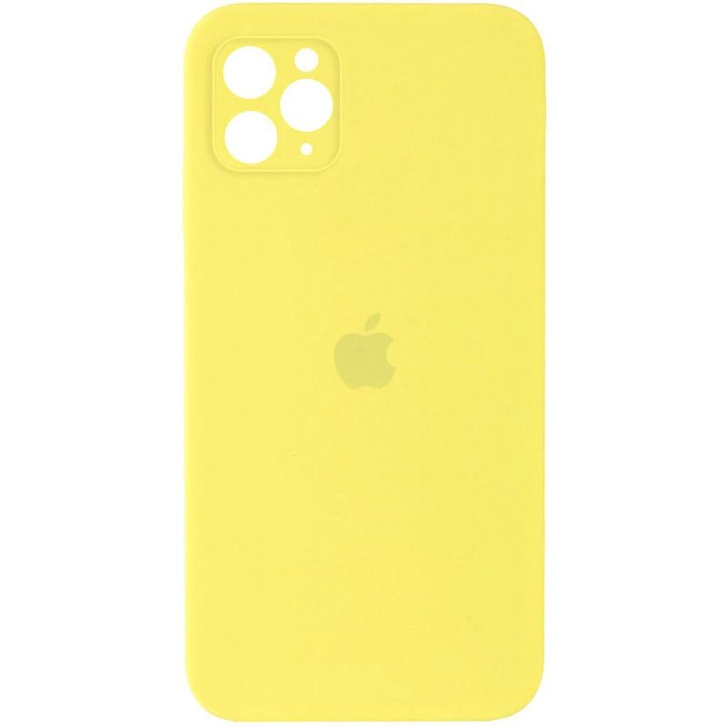 Противоударный чехол Silicone Case Square Full Camera Protective (AA) для Apple iPhone 11 Pro Max (6.5") Желтый / Yellow