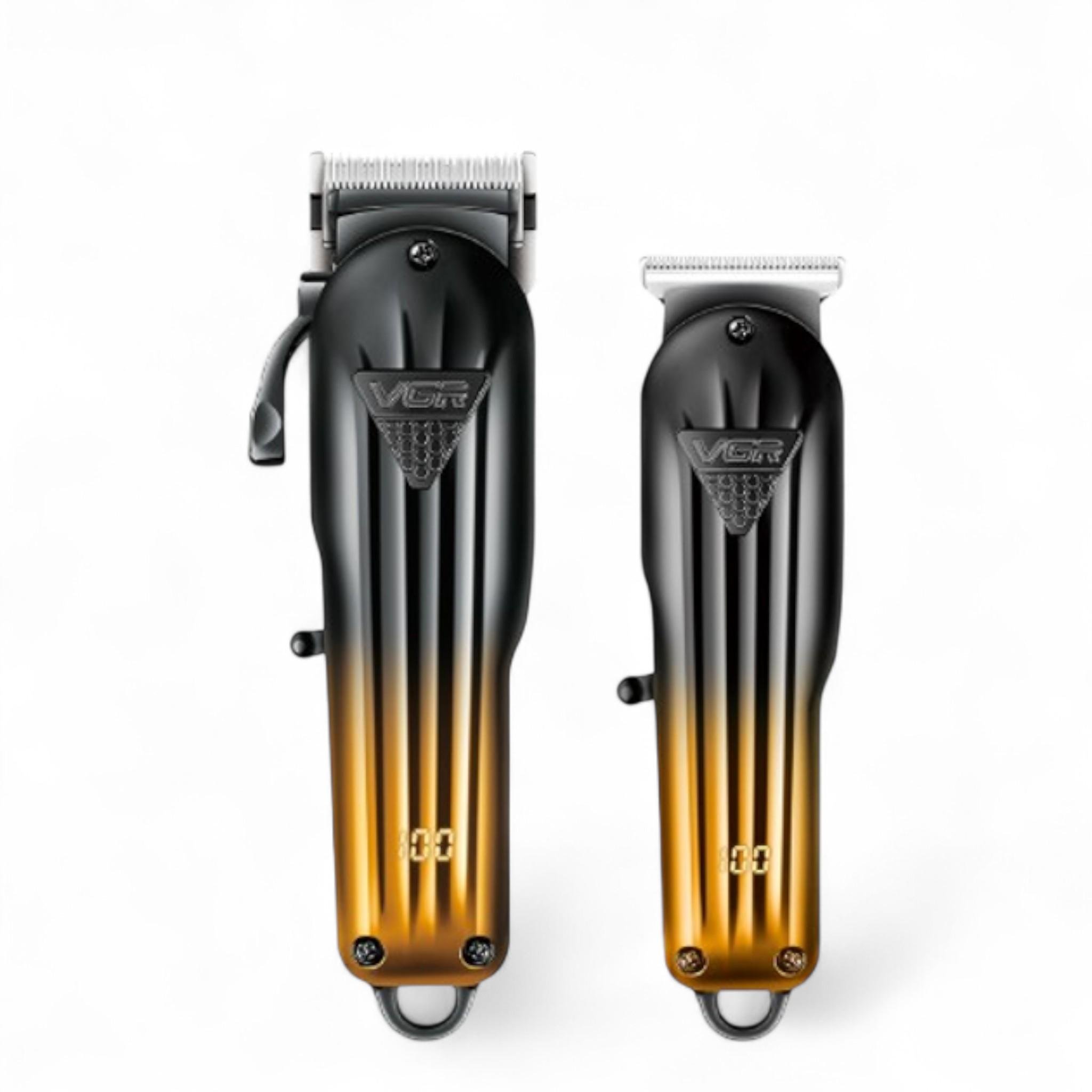 Набір VGR 2в1 V-646 Машинка для стрижки акумуляторна clipper/триммер 6 насадок LED display Gold (M_V-646Gold)