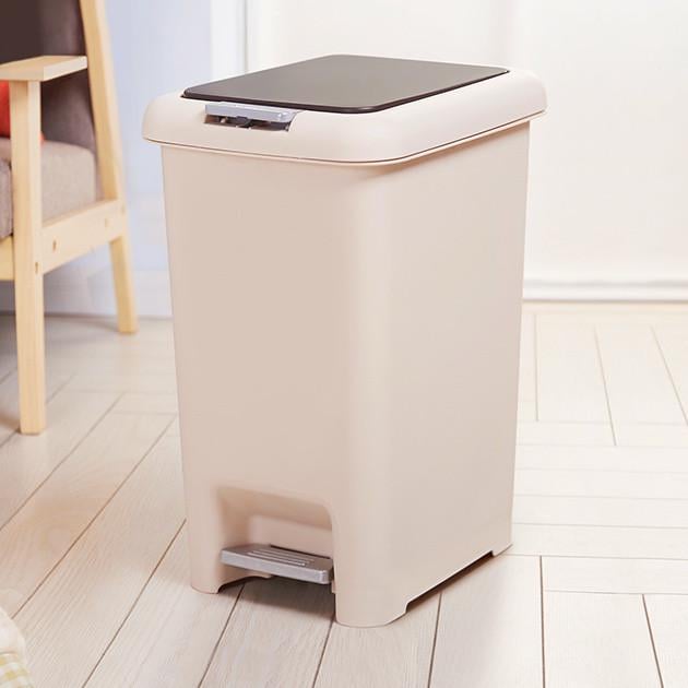 Ведро для мусора с крышкой и педалью BIN-01 45 л Beige