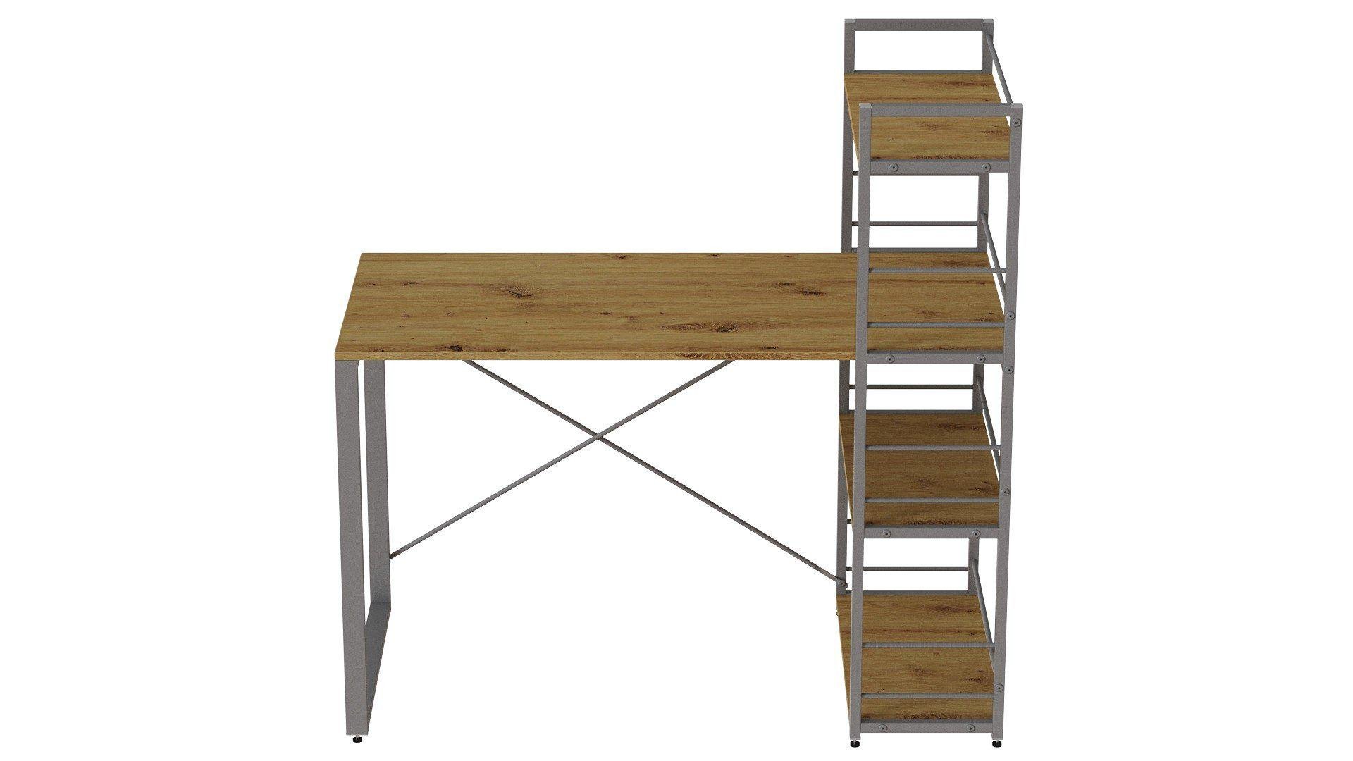 Письменный стол Ferrum-decor Konekt с этажеркой металл/ДСП 16 мм Серый/Дуб Артизан (FRD-104232) - фото 6