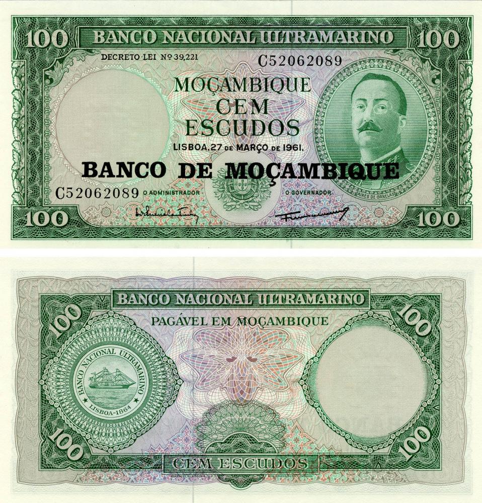 Коллекционная банкнота Мозамбик 100 эскудо 1976 UNC P117 (Б13252)