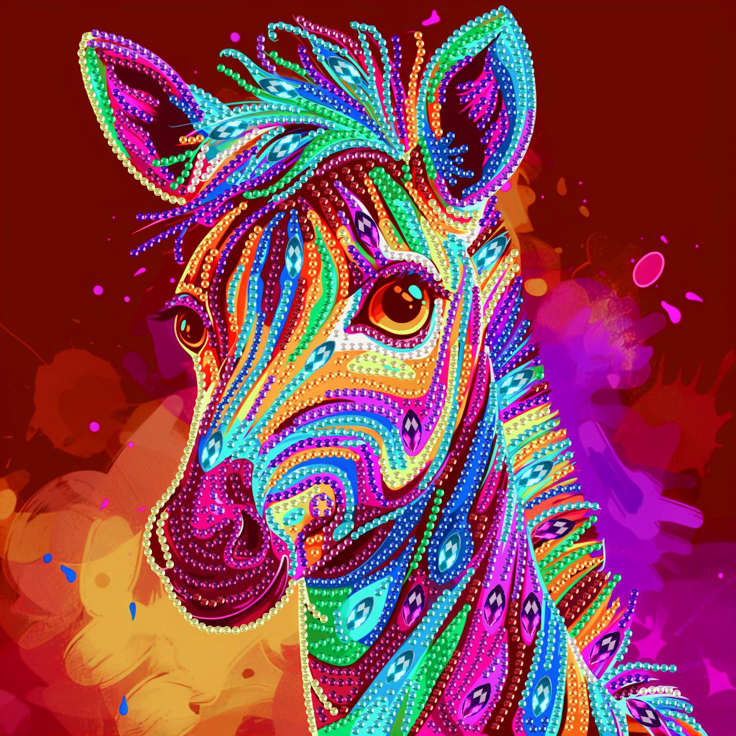 Алмазная мозаика Brushme Яркая зебра 25x25 см (BH032)