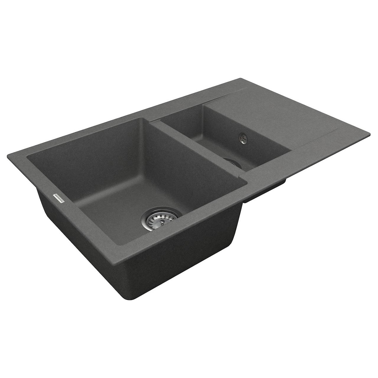 Мойка кухонная Vankor Orman OMP 04.80 + сифон автомат 785х490х190 мм Gray - фото 4