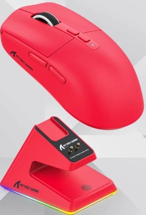 Мышка геймерская аккумуляторная attack shark X6 PixArt PAW3395 26000DPI Bluetooth/2,4G Red (X6-3395R)