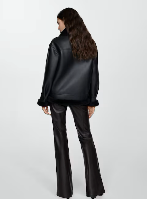 Дубленка женская Mango 77075985 XXS Черный (00026) - фото 8