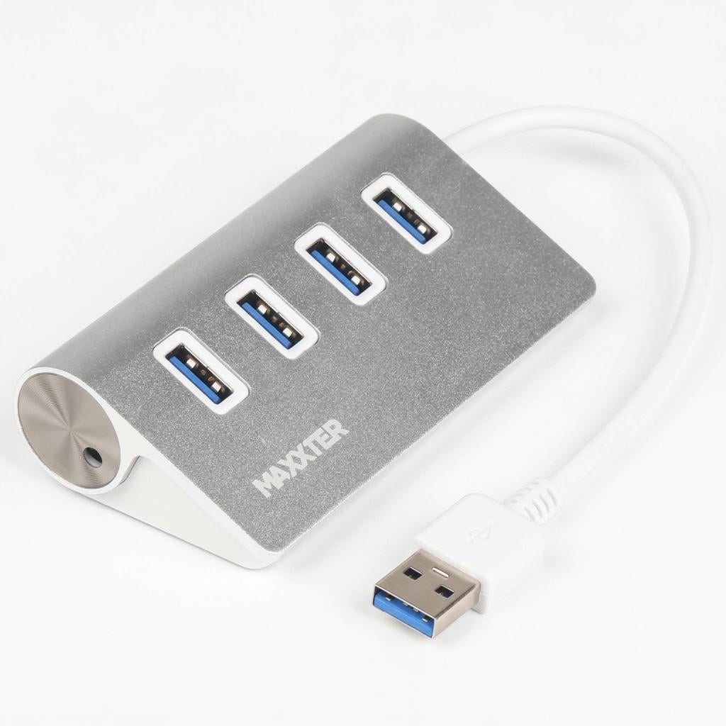 USB-хаб Maxxter HU3A-4P-01 USB-A 4 порта USB 3.0 Silver (35575424)