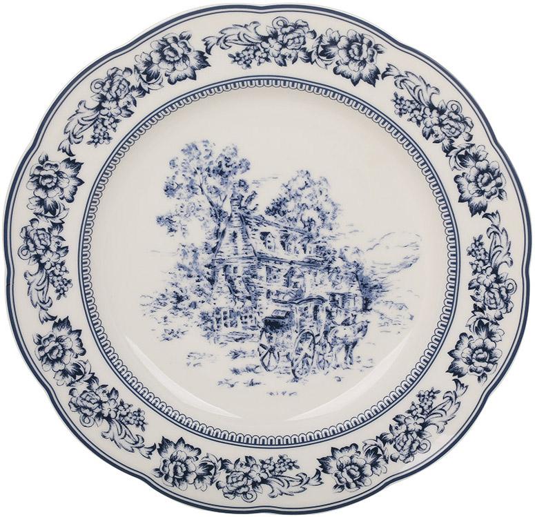 Набор фарфоровых тарелок Heritage Toile Blue Ø 22 см 6 шт. Голубой орнамент
