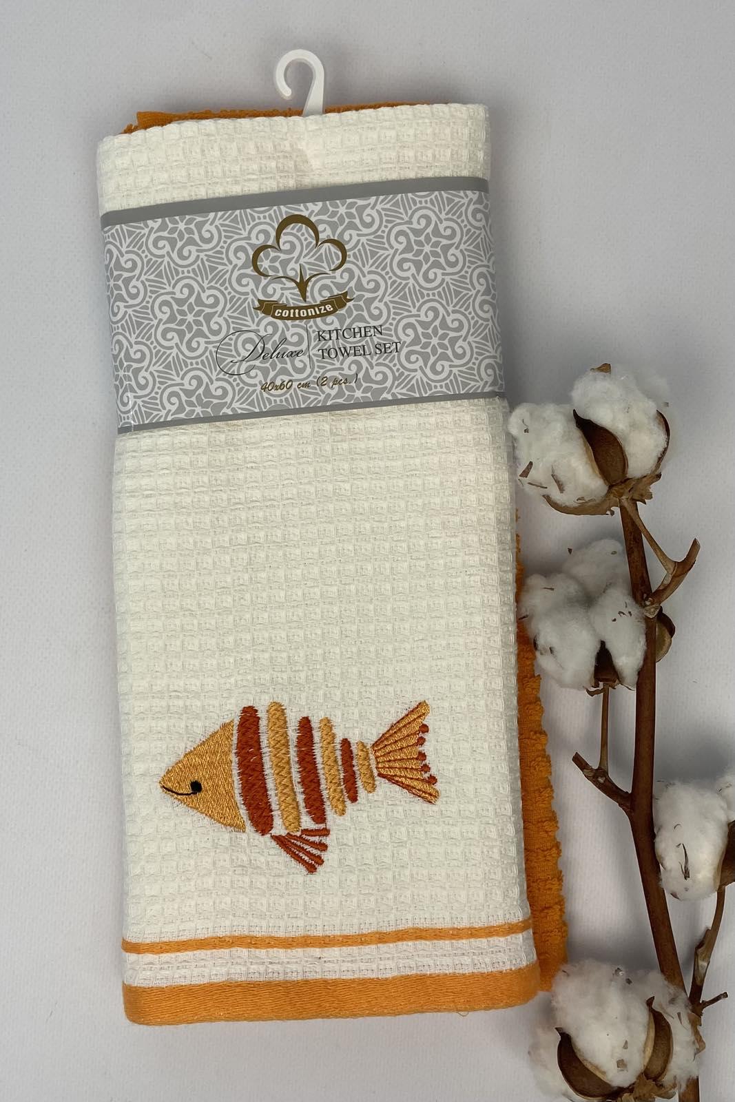 Набор кухонных полотенец Cottonize Fish 2 шт. Orange (CN20346)