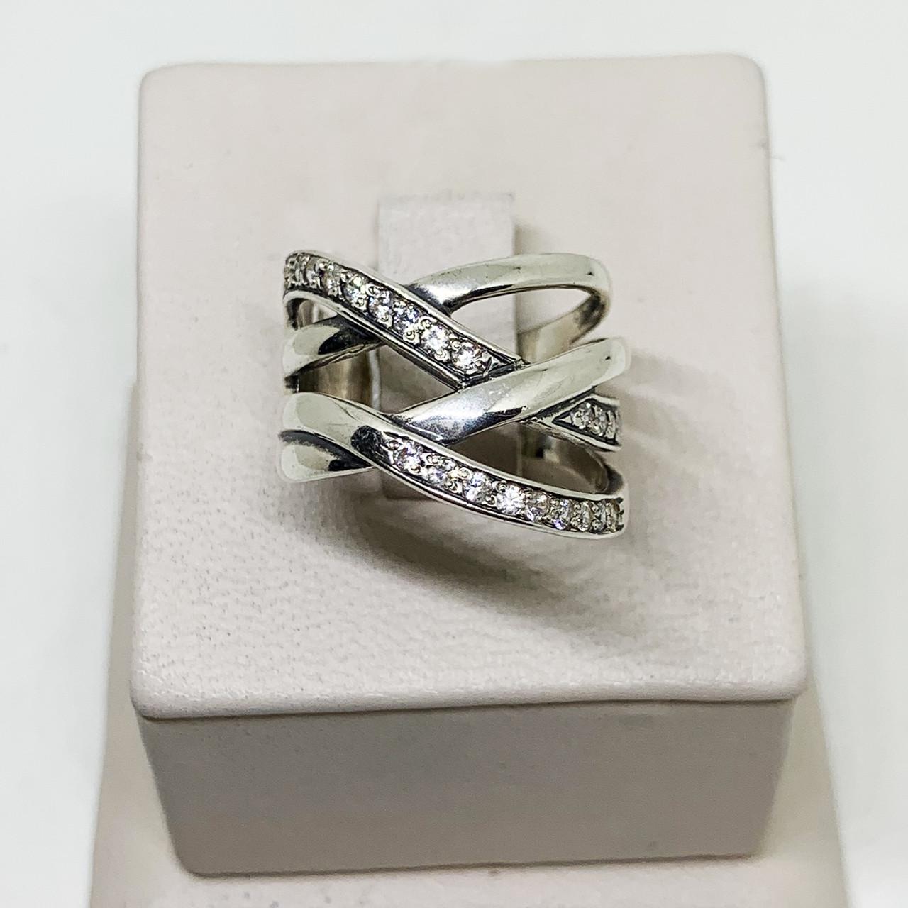 Кольцо серебряное Плетенка с фианитом 4,88 г р. 21 (2534895621)