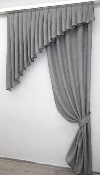 Комплект кухонний штори/ламбрекен льон 150х270 см Сірий (039к) - фото 4