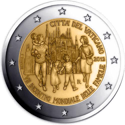 Коллекционная монета Ватикан 2 евро 2012 VII Всемирная встреча семей UNC (KM#435)