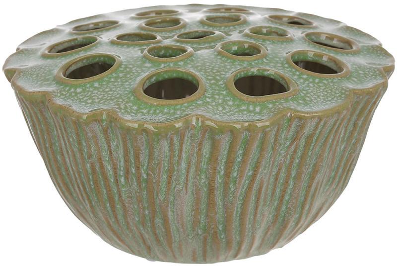 Ваза керамическая Flower Frog 24х11 см Зеленый