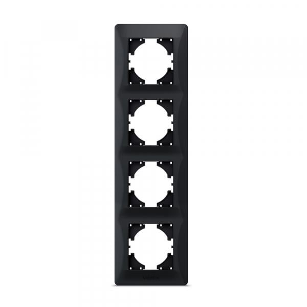 Рамка Videx на 4 місця вертикальна Чорно-графітовий