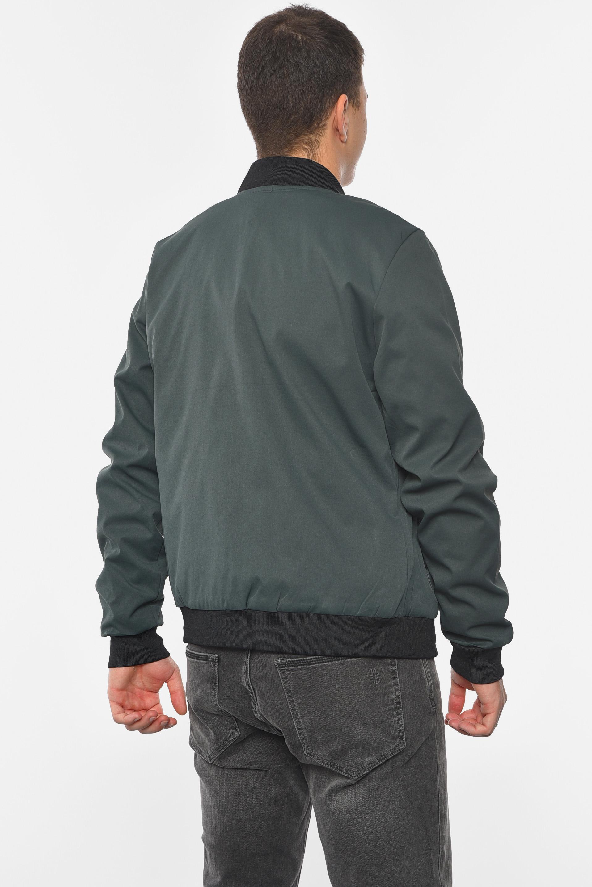 Бомбер мужской однотонный 5XL Темно-зеленый (190558) - фото 3