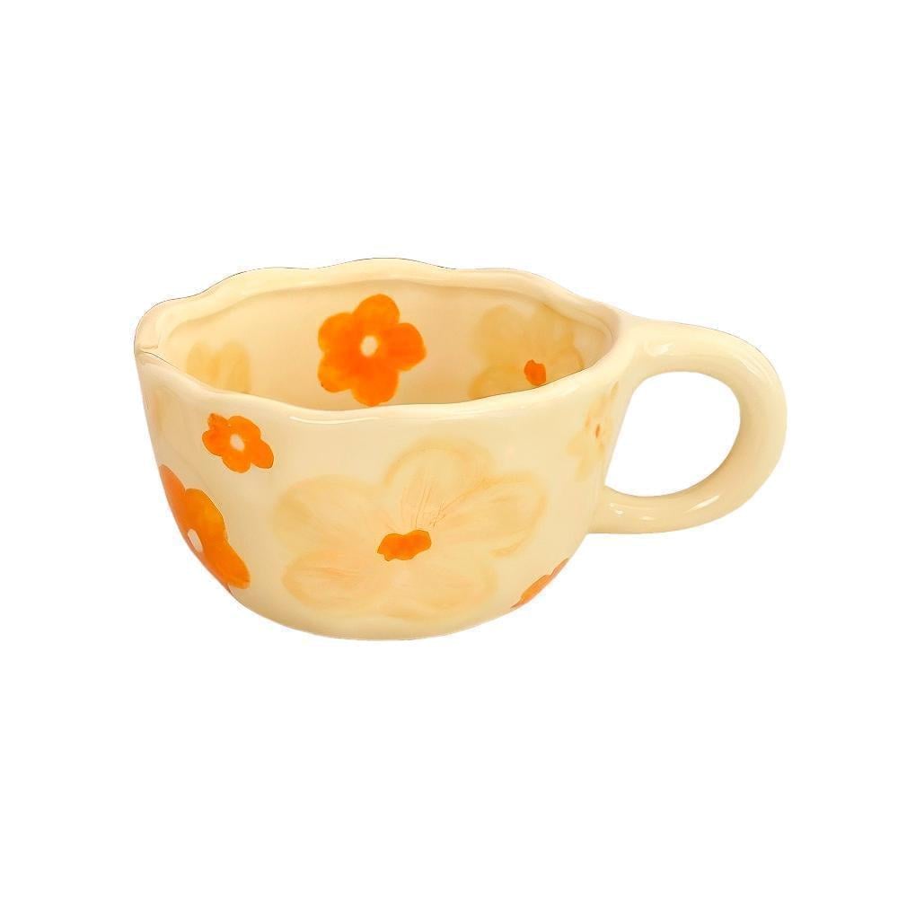 Чашка для кофе Цветочная история керамика с рисунком винтажный стиль солнечный цветок 250 мл