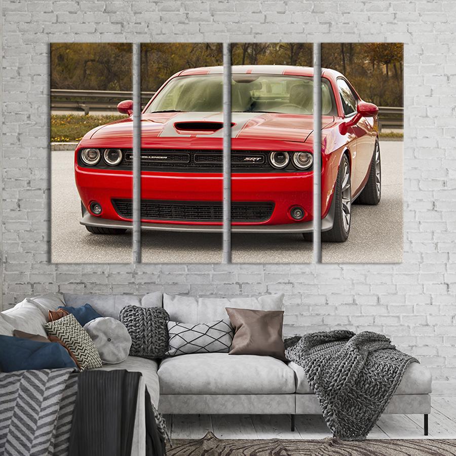 Картина модульная из 4 частей Престижный красный Dodge Challenger M 89x53 см (118-41)