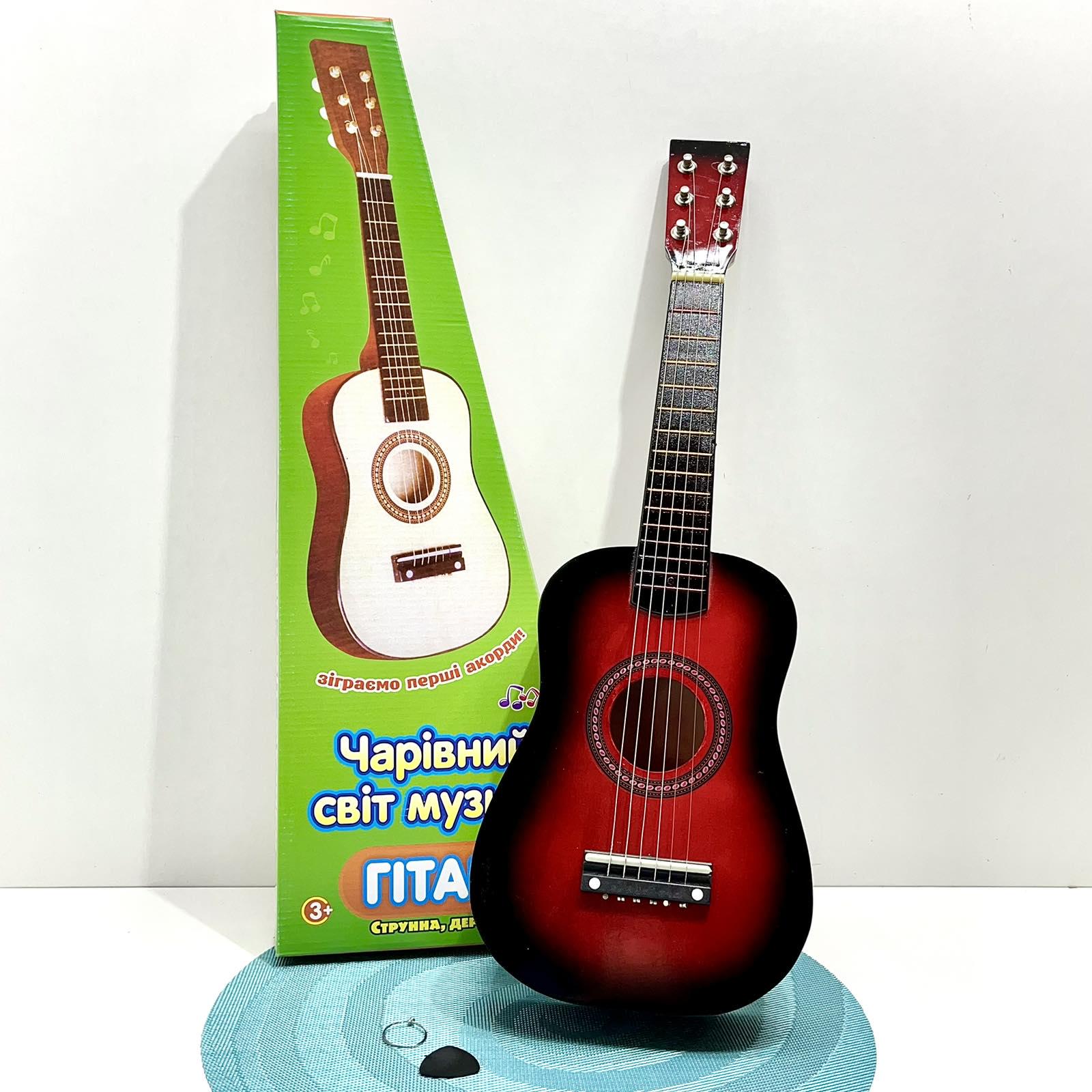Гитара деревянная детская 6 струн Красный (M 1369) - фото 2