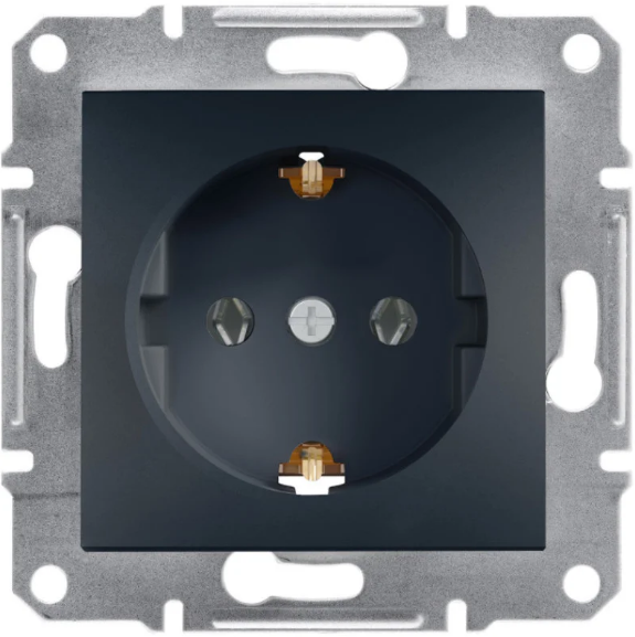 Розетка одинарная Schneider Asfora с заземлением Антрацит (27641557)