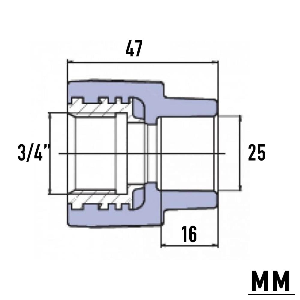 Муфта с металлической внутренней резьбой Wavin PP-R 25 мм 3/4" - фото 2