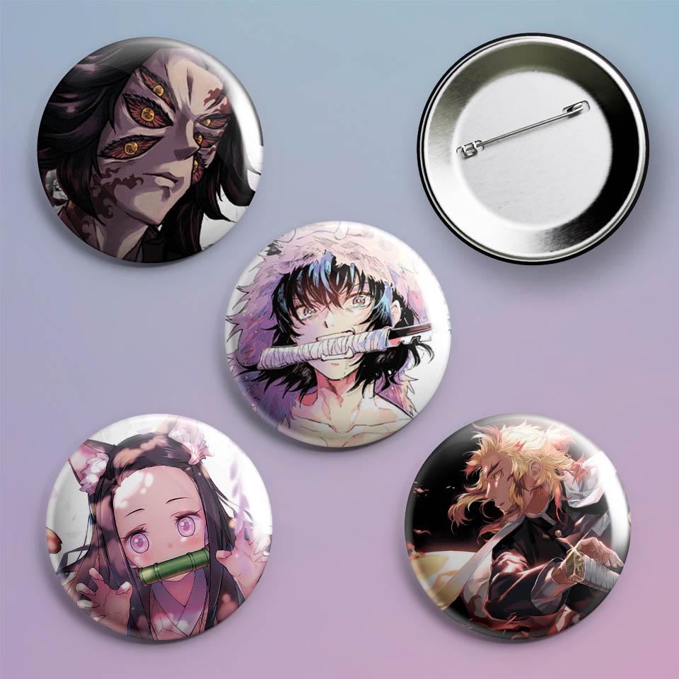 Значки на рюкзак з принтом аніме Demon Slayer "2 4 шт.