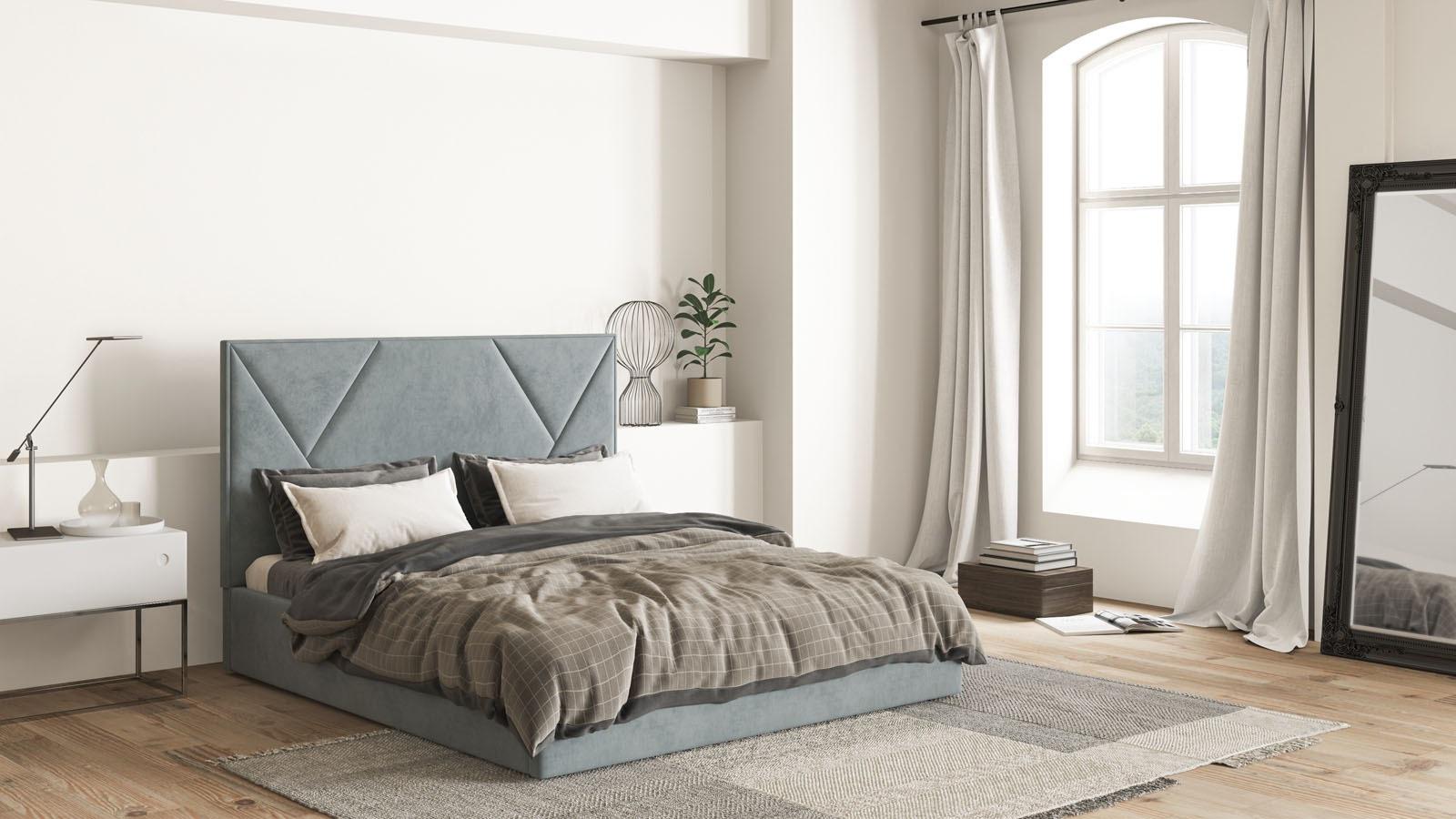 Кровать двуспальная Світ меблів Саманта 2 с мягким изголовьем с металлическим каркасом без матраса ДСП/ткань велюр Багира 180x200 см Серый (50879) Кровать двуспальная Світ меблів Саманта 2 с мягким изголовьем с металлическим каркасом без матраса ДСП/ткань велюр Багира 180x200 см Серый (50879)