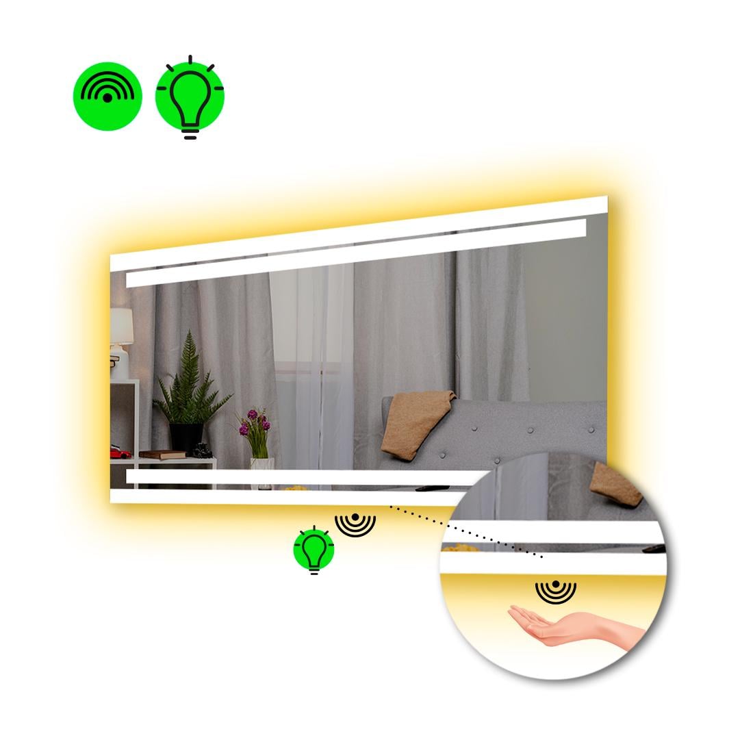 Зеркало с LED подсветкой Letizia с ИК включателем 100x80 см (8775781)