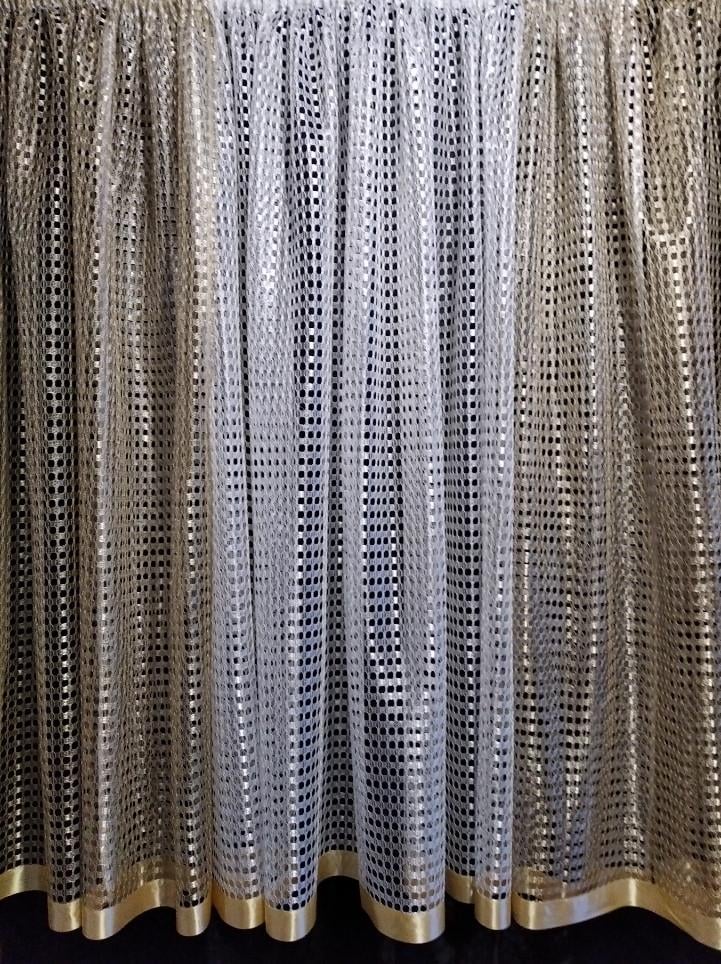 Гардина Сітка кубик зі шторками та підв'язками 440х175 см Бежевий з білим (ч-02) - фото 2