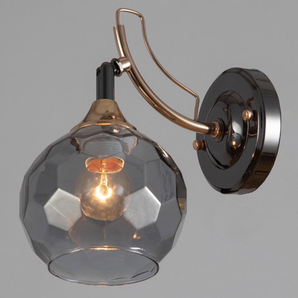 Светильник настенный Light House SR-19373/1W FGD/BCH E27 290х10 мм Черный/Хром/Дымчатый