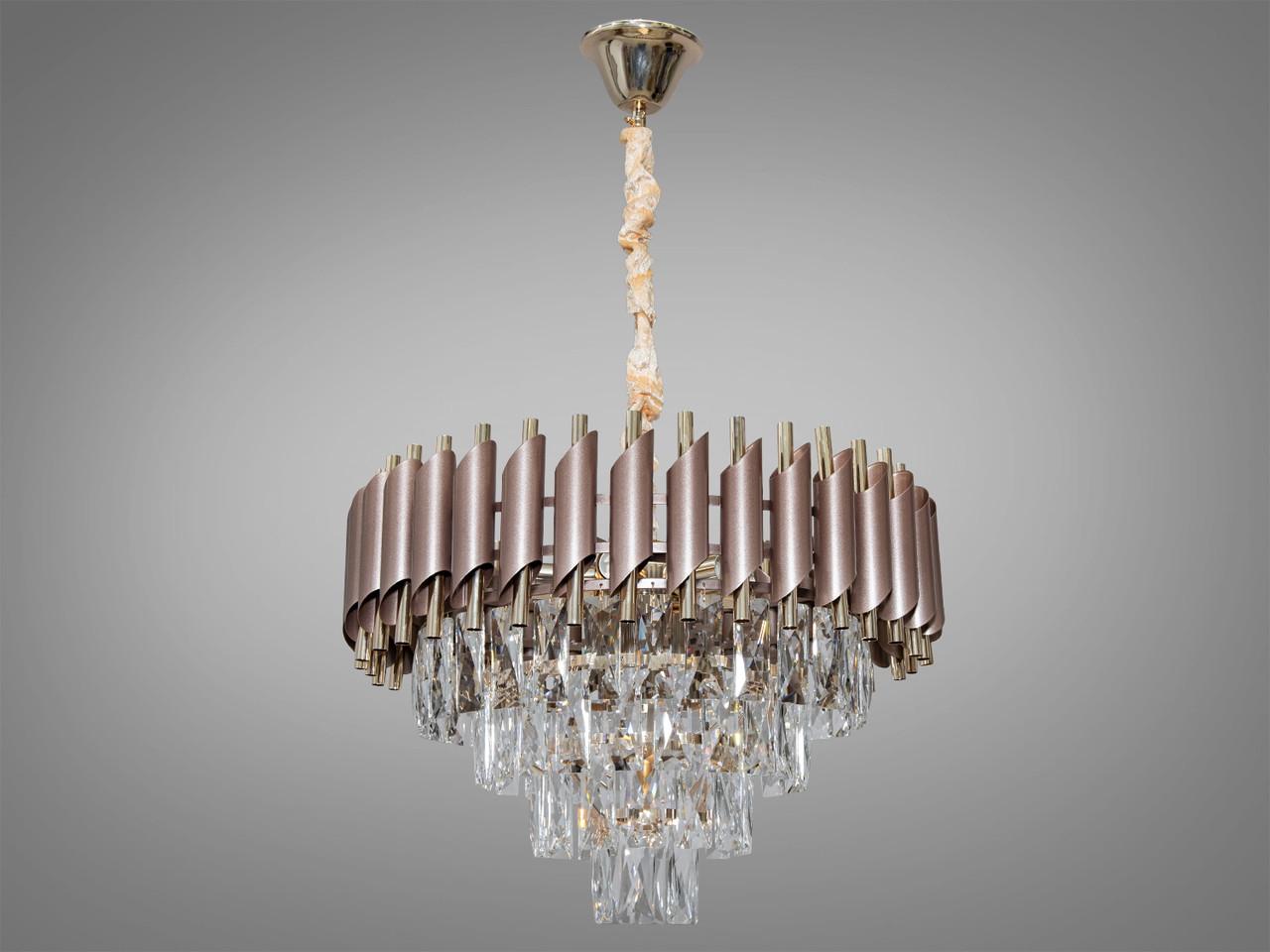 Люстра хрустальная в гостиную 9001-500CF+SGD-LS Коричневый/Золотой (2003417933)