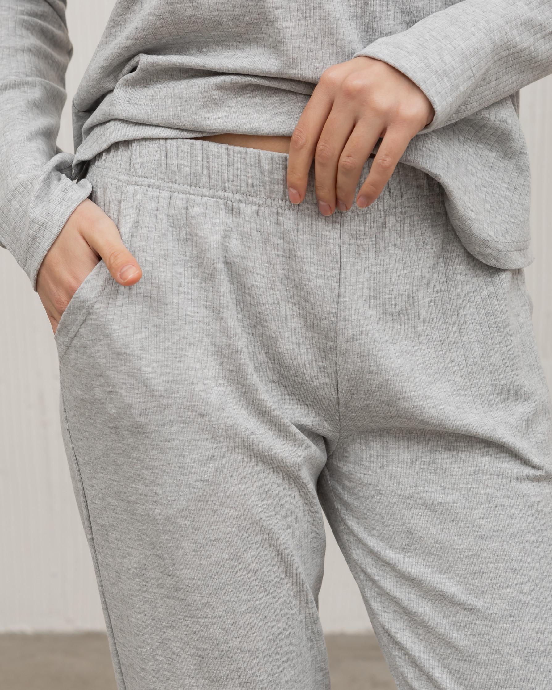 Пижама женская Nicoletta 47022k рубчик со штанами S Светло-серый (24197265) - фото 5