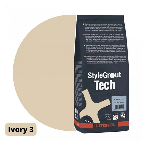 Затирка для плитки цементная Litokol StyleGrout Tech 0-20 3 кг Ivory 3 (SGTCHIVR30063) - фото 1