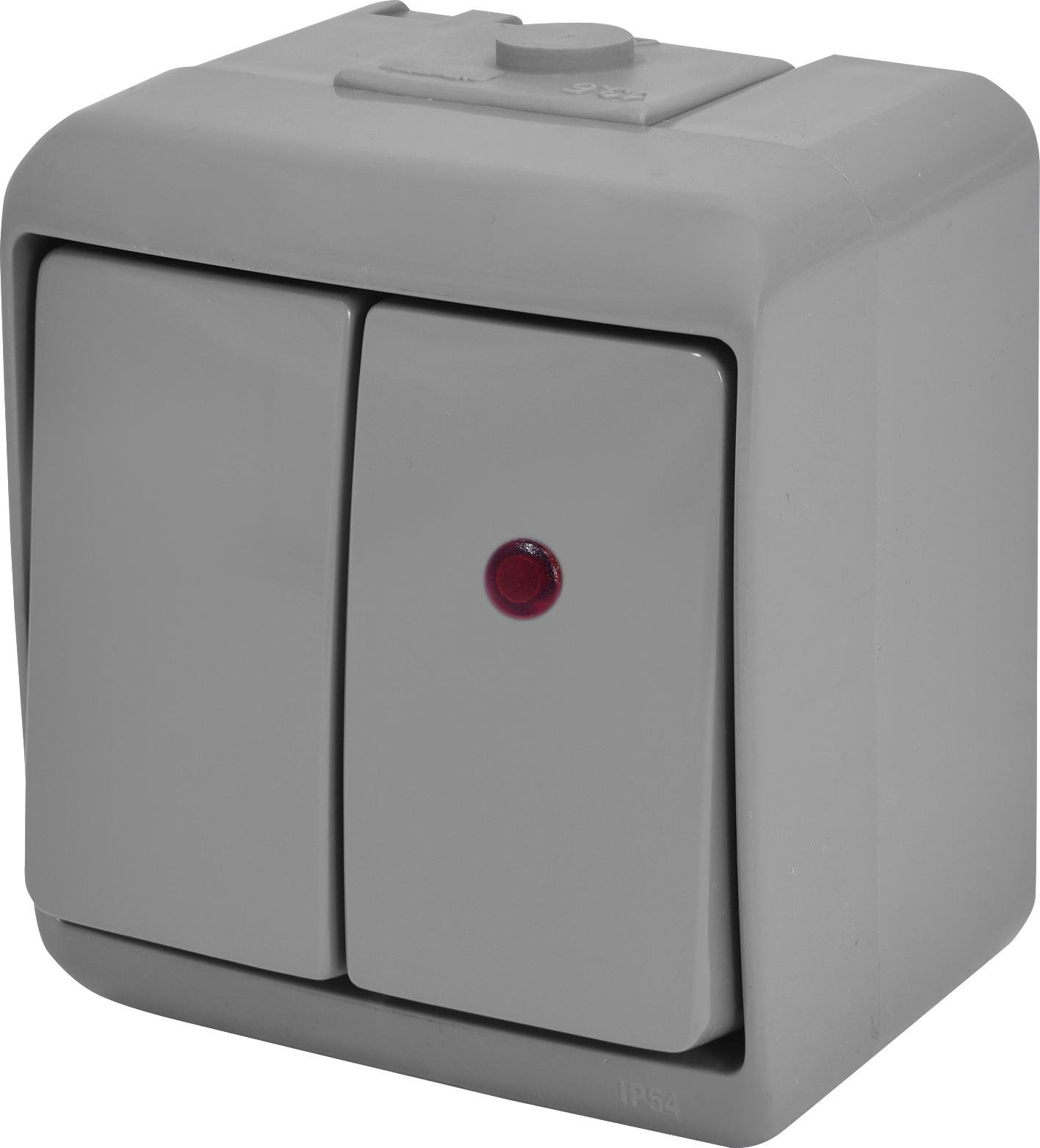 Вимикач 2-клавішний з підсвічуванням VHE-2L-SR IP54