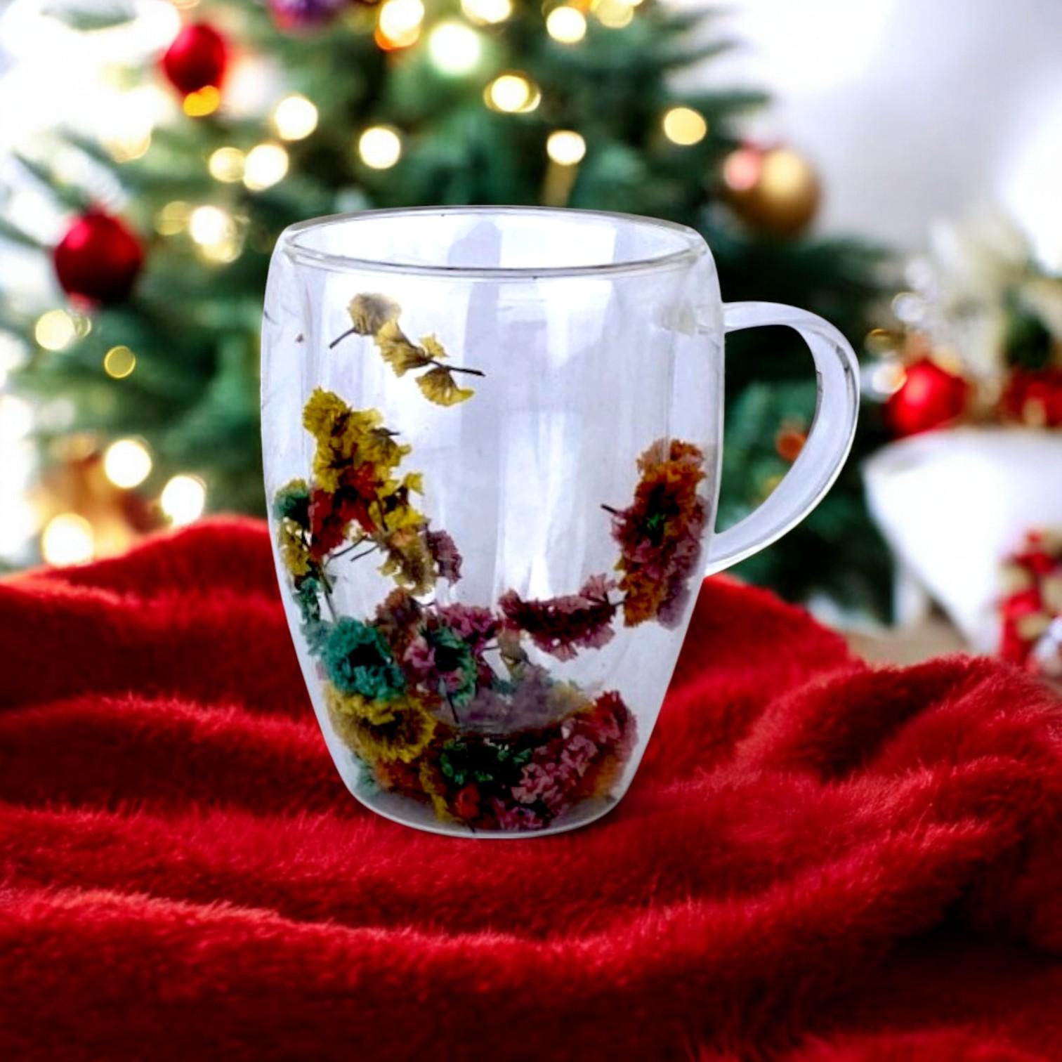 Чашка с двойным дном с сухоцветами 350 мл Прозрачный (6457) - фото 2